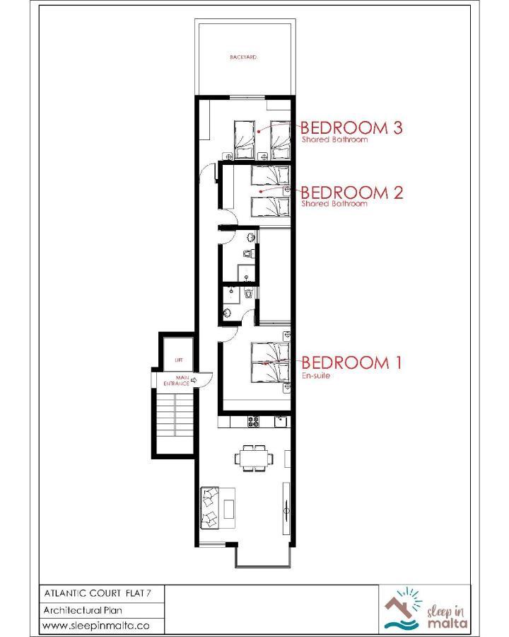 F7 Room 2, Private Bedroom Two Single Beds Shared Bathroom In Shared Flat Msida Kültér fotó